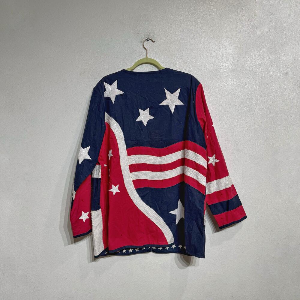 The Quacker Factory Patriotic Sequins Vintage Jacket Sz 1X - Picture 9 of 12